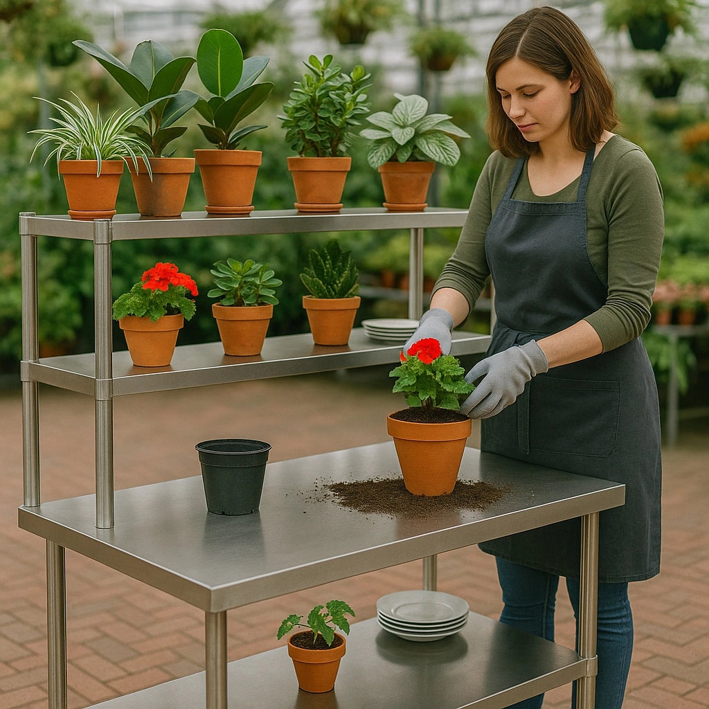 Tavolo da lavoro acciaio inox 120x60x145cm con ripiano utensili Piano di lavoro gastronomia