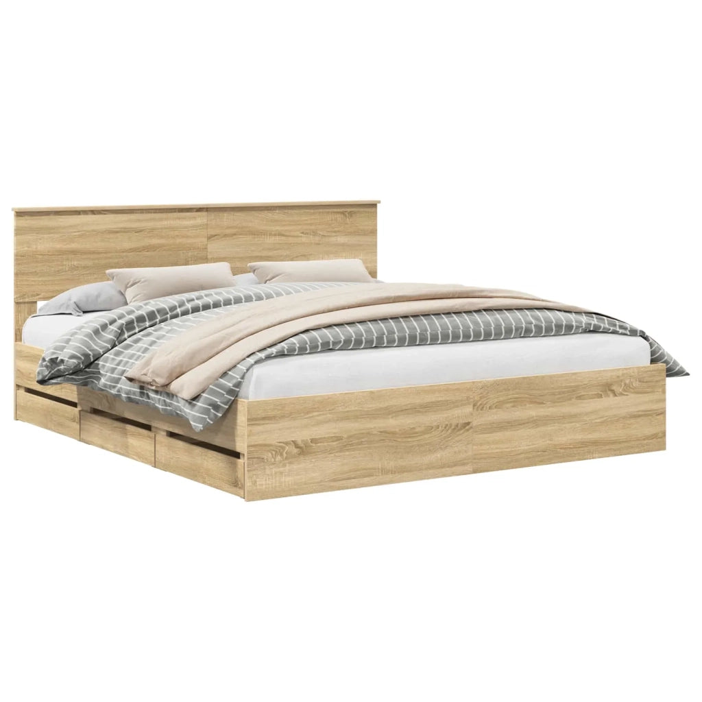 Struttura del letto con cassetto Rovere Sonoma 200 x 200 cm 3407951