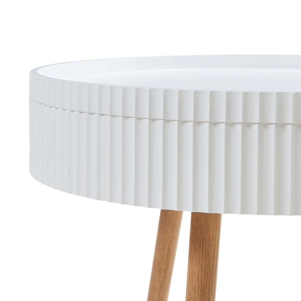 Tavolino Basso da Salotto Bongard 45xØ60 cm, Bianco [en.casa]