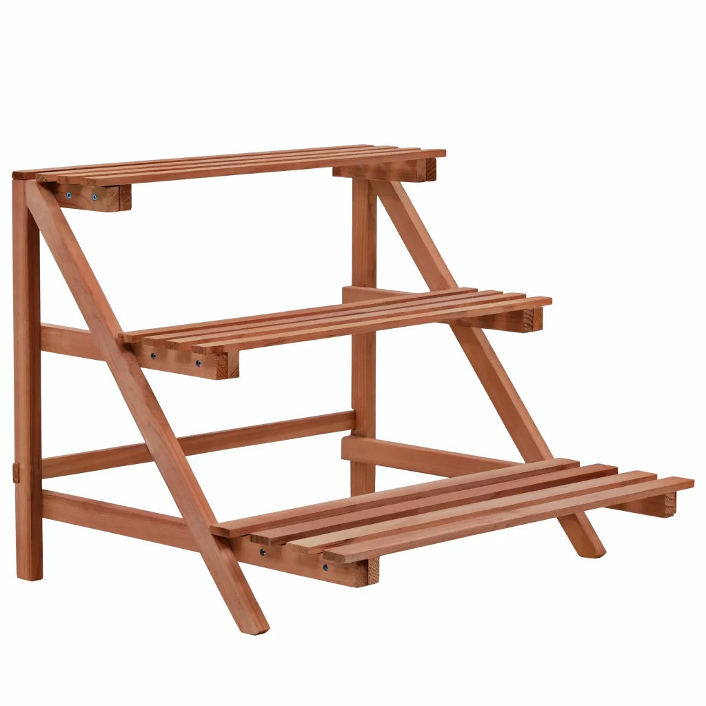 Piedistallo per Piante a 3 Mensole in Legno di Cedro 48x45x40cm 246436