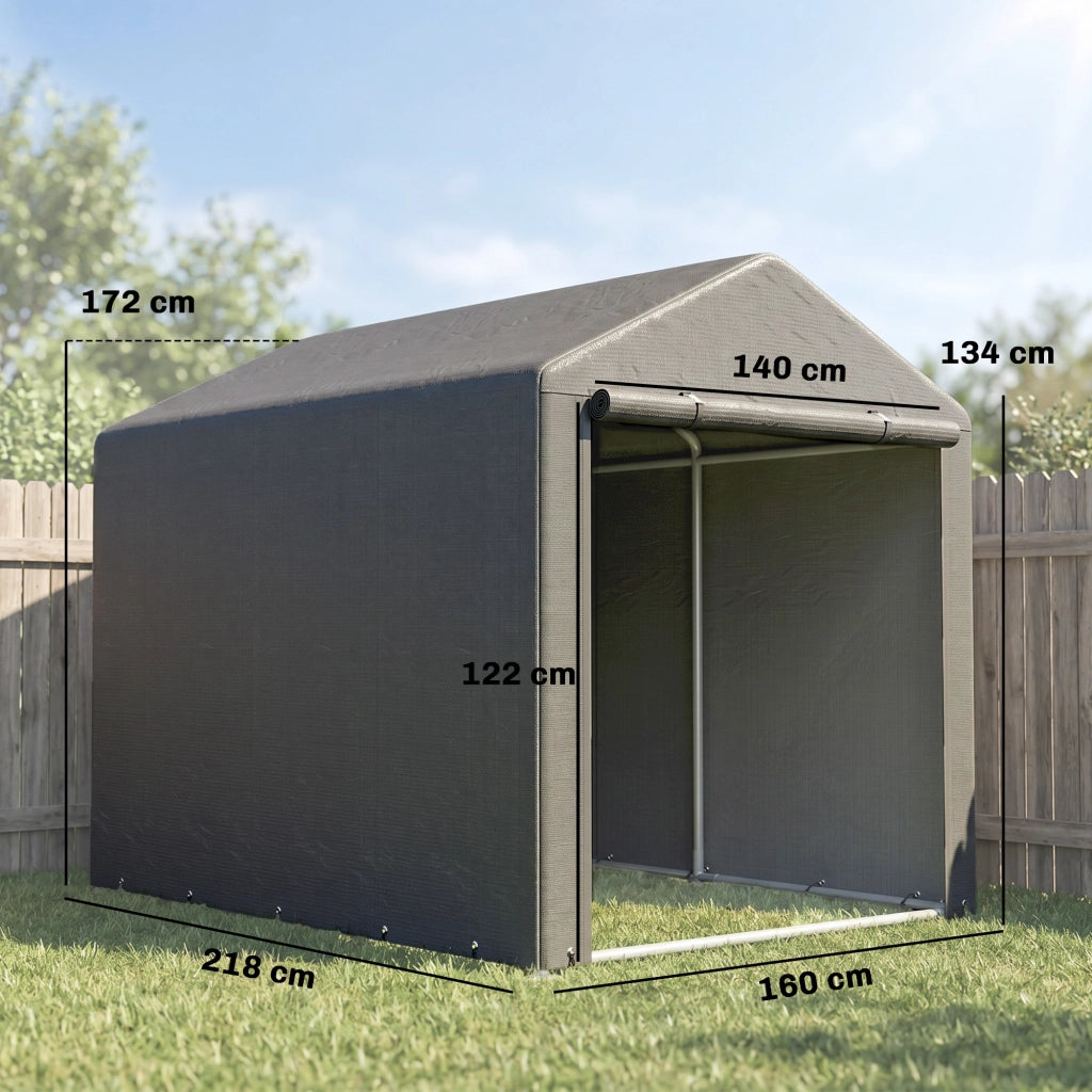 Capanno Porta Attrezzi e Tenda Garage per Bici e Moto con Copertura Anti-UV, 1.6x2m, Grigio Scuro