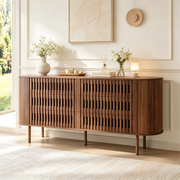 Credenza 160x40x70 cm con 6 cassetti in MDF noce