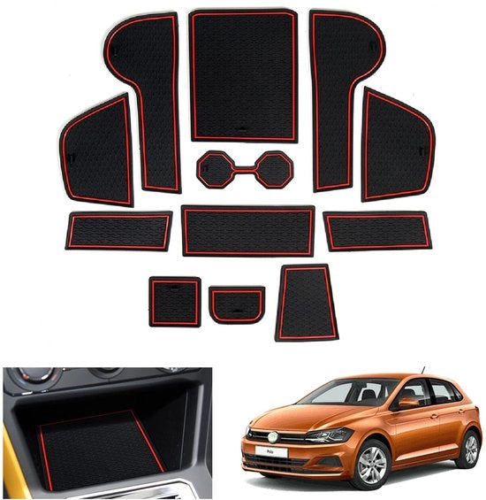 Accessori per VW Polo MK6 2018-2025 2026, matten antislip, matten in gomma per Polo 2024, matten per console centrale, matten per portellone, compatibili con accessori VW Polo MK6 (bianchi)