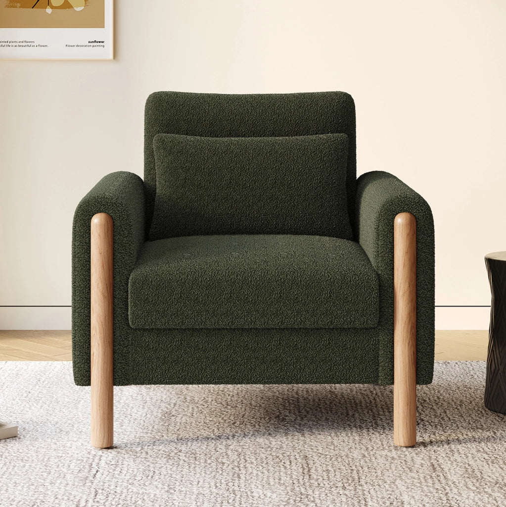 Poltrona relax 87x83x88，5 cm in tessuto peluche verde