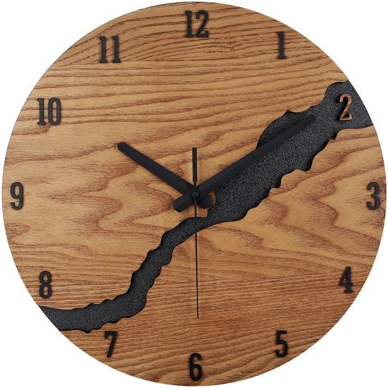 Orologio da Parete in Legno Senza Suono a Tacco per Ufficio, Salotto, Cucina, Scuola e Camera dei Bambini (30cm)