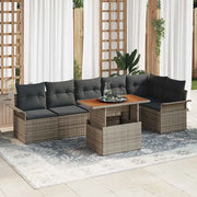 vidaXL Set Divano da Giardino 7 pcs Grigio Poly Rattan