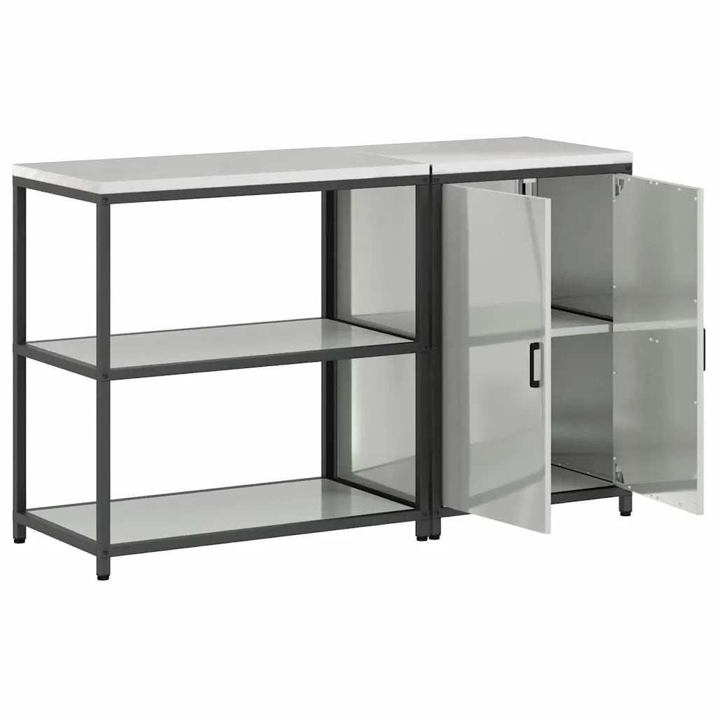 vidaXL Set di Stoccaggio per Cucina 2 pcs Argento 150 x 50 x 92 cm