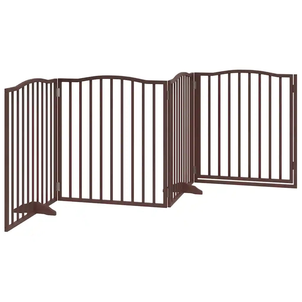 Cancello Cani Porta Pieghevole Marrone 4 Pannelli 320cm Pioppo CFW2200744