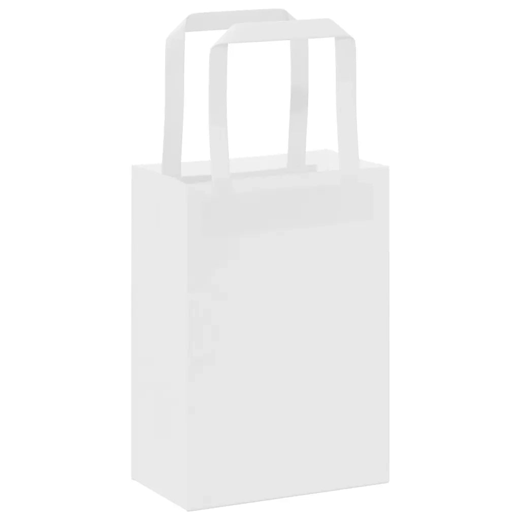 Sacchetti di Carta 50 pz con Manici Bianchi 15x8x21 cm