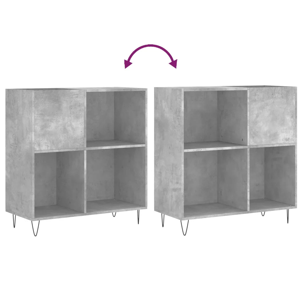 Mobile porta dischi classico e spazioso 84 x 38 x 89 cm realizzato in legno composito grigio cemento 02_0049171