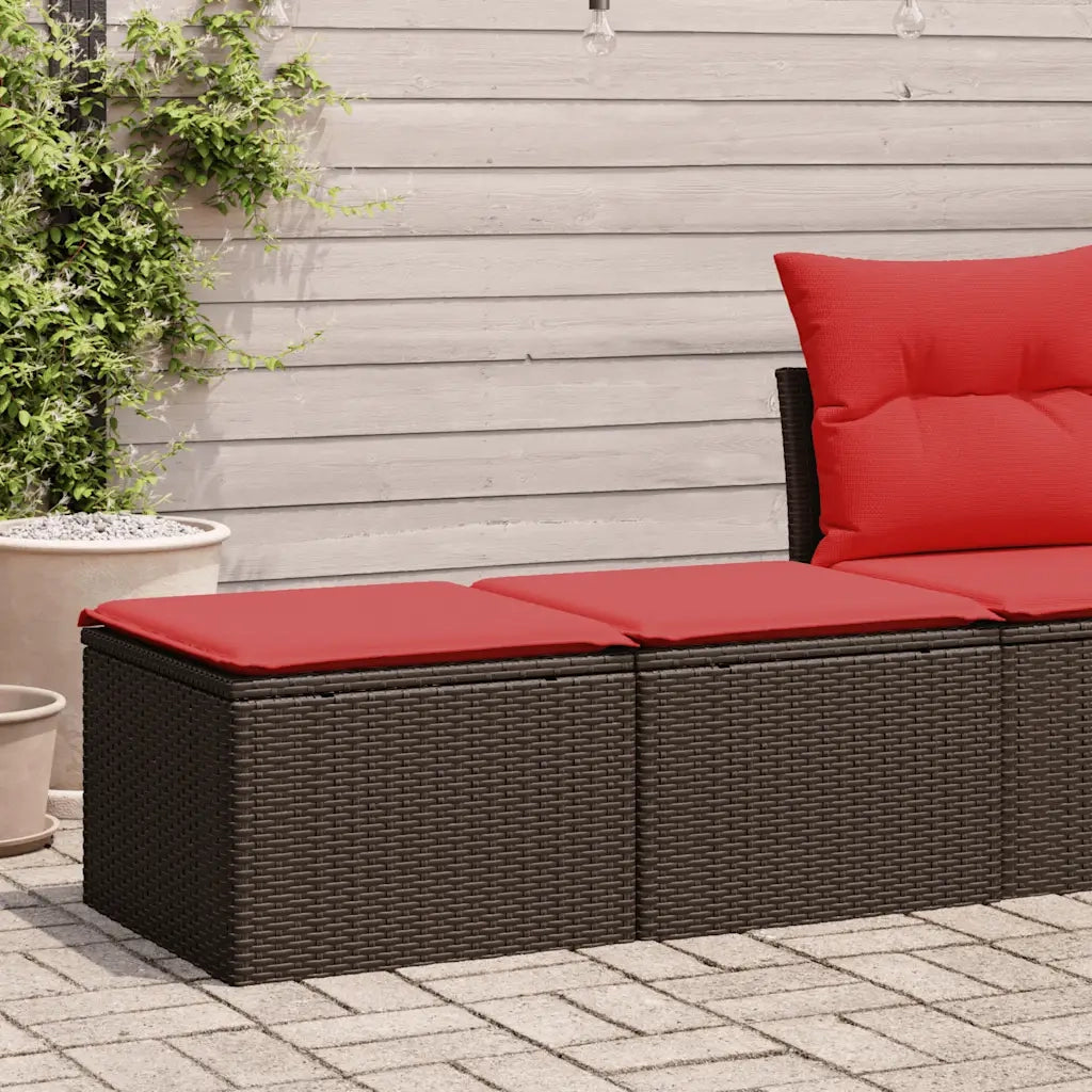 Set Divano Giardino 4 pz con Cuscini Marrone Polyrattan Acacia