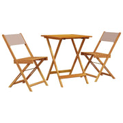 Set da Bistrot 3pz | Set Salotto da Giardino Tortora in Tessuto e Legno Massello