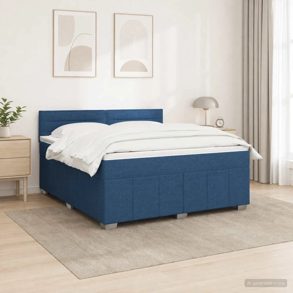 Letto box spring con materasso Blu 140 x 200 cm Tessuto 3452690