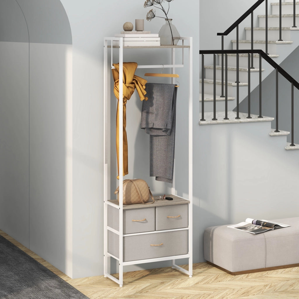 Appendiabiti con 3 cassetti e ripiano ¨C zephmum ¨C 58.5x30x178 cm Natural