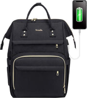 Borsa da laptop da 17 pollici impermeabile - Donna - Scuola e Viaggi - Collegamento di ricarica USB - Nero