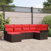 Set Divano da Giardino 6 pcs Marrone polyrattan