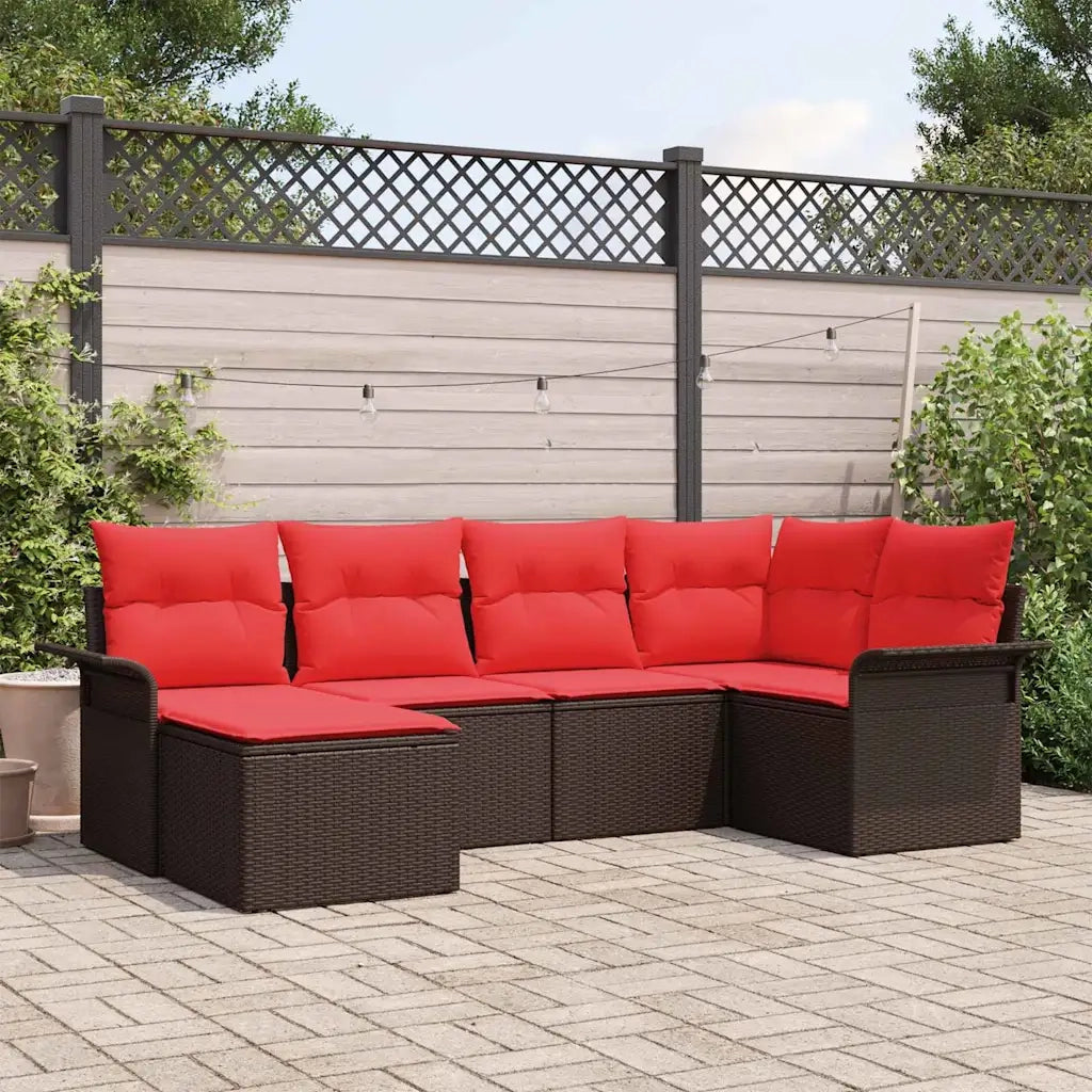 Set Divano da Giardino 6 pcs Marrone polyrattan