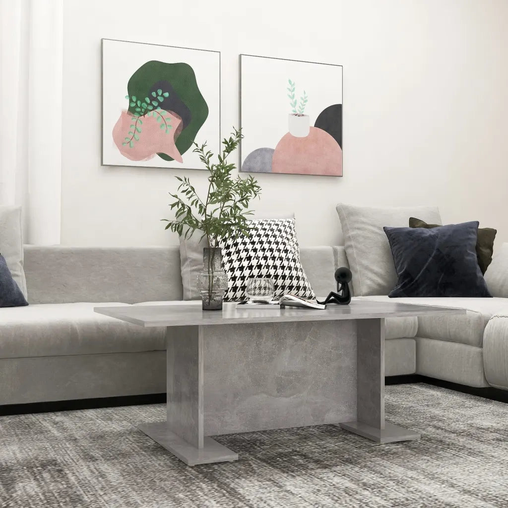 Tavolino Salotto Grigio Cemento 103,5x60x40cm Legno Multistrato 806844