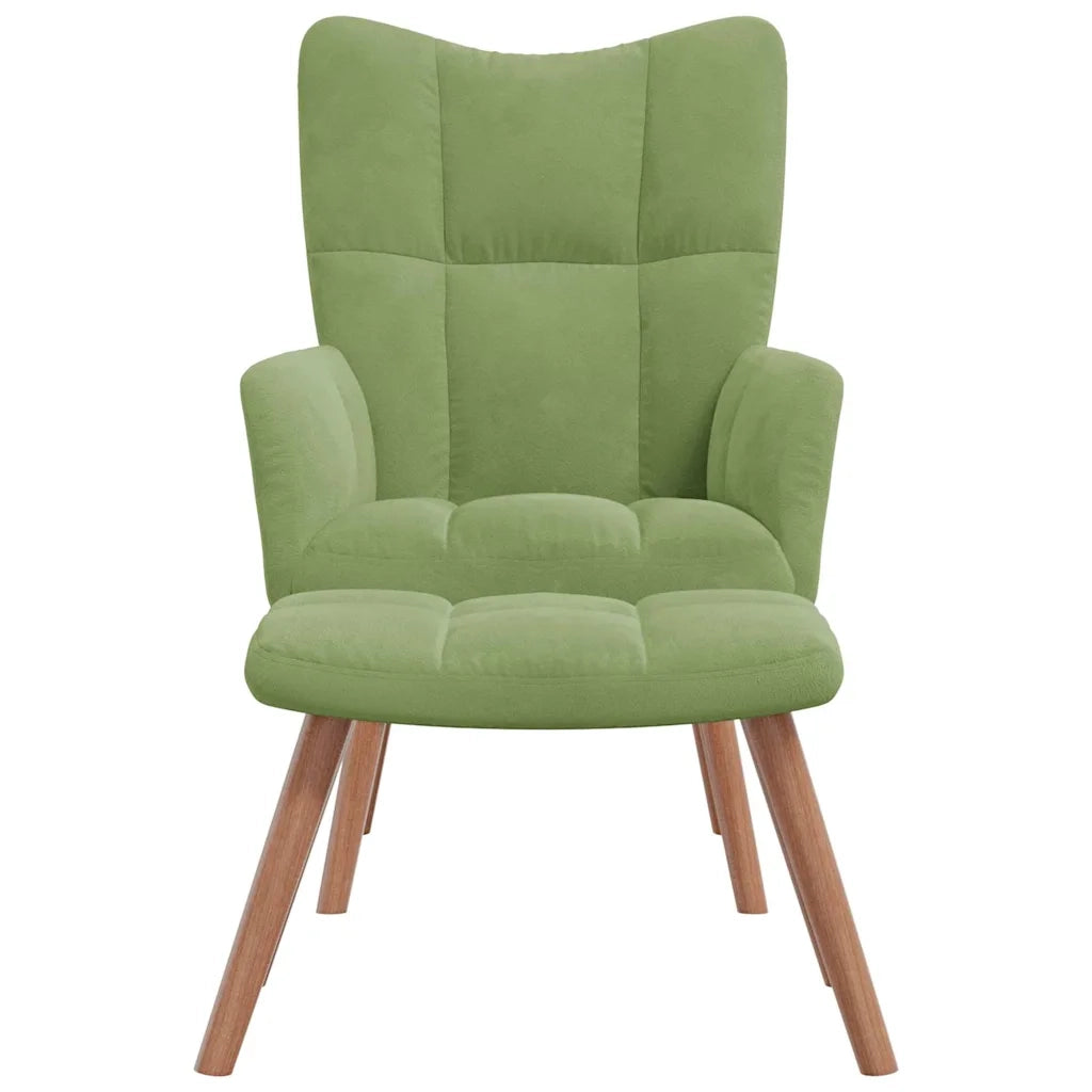 Divano Sedia-Poltrona Relax con Poggiapiedi Verde Chiaro in Velluto 365099