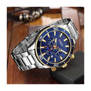 Trade Shop - Orologio Polso Curren 8309 Uomo Analogico Quarzo Moderno Silver Quad Blu -