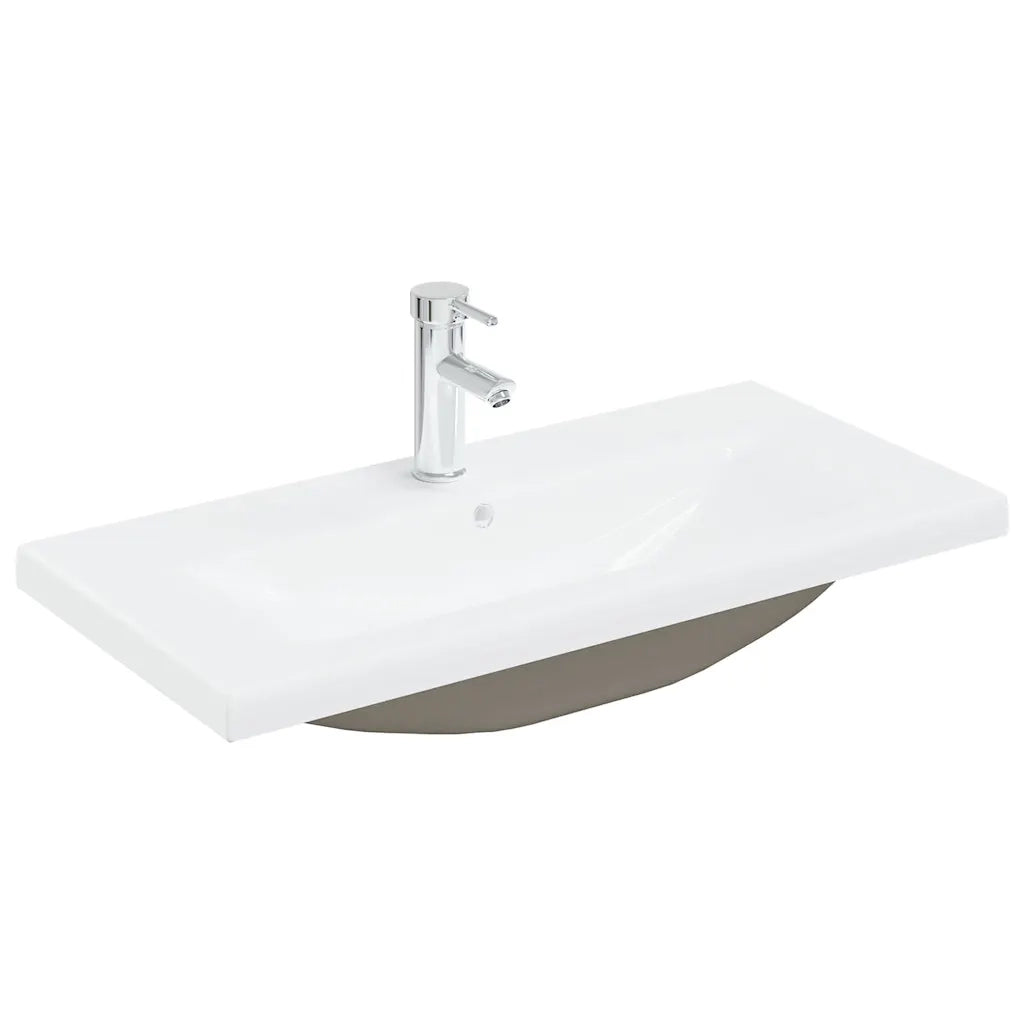 Mobile da Bagno con Lavabo Integrato e Rubinetto Grigio Cemento