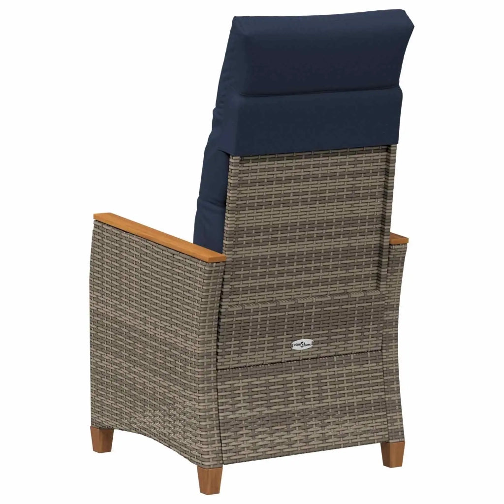 Sedia da giardino reclinabile 2 pcs Grigio e Blu Navy