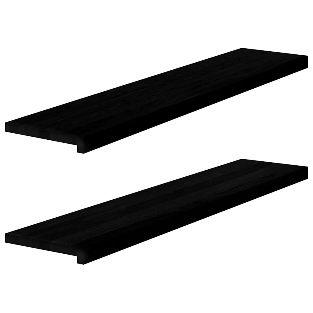 Gradini 2 pz | Tappetini per scale autoadesivi Marrone Scuro 120x25x2 cm Legno Massello Rovere