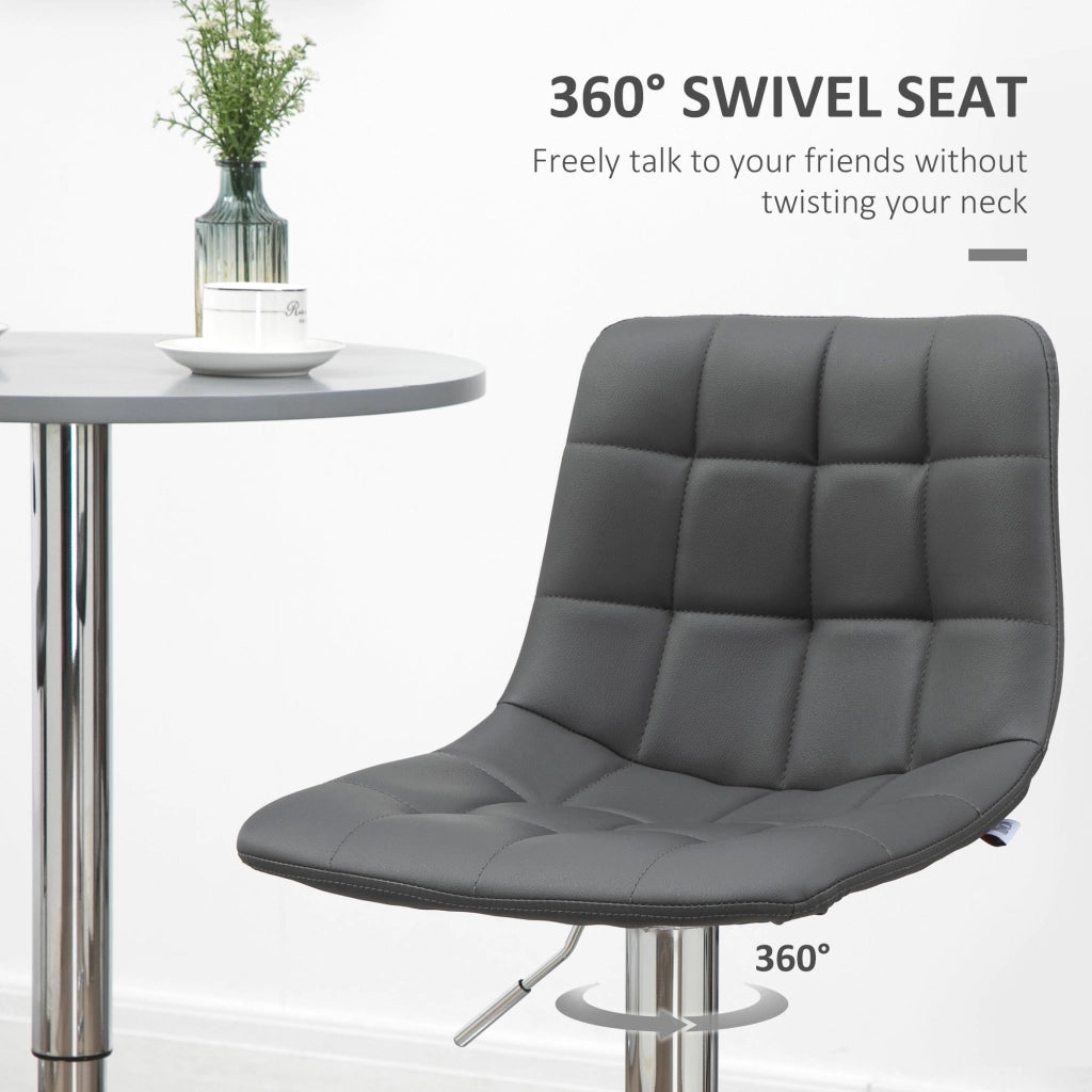 Set 2 Sgabelli con Schienale 42x45x89-110 cm in Similpelle Grigio