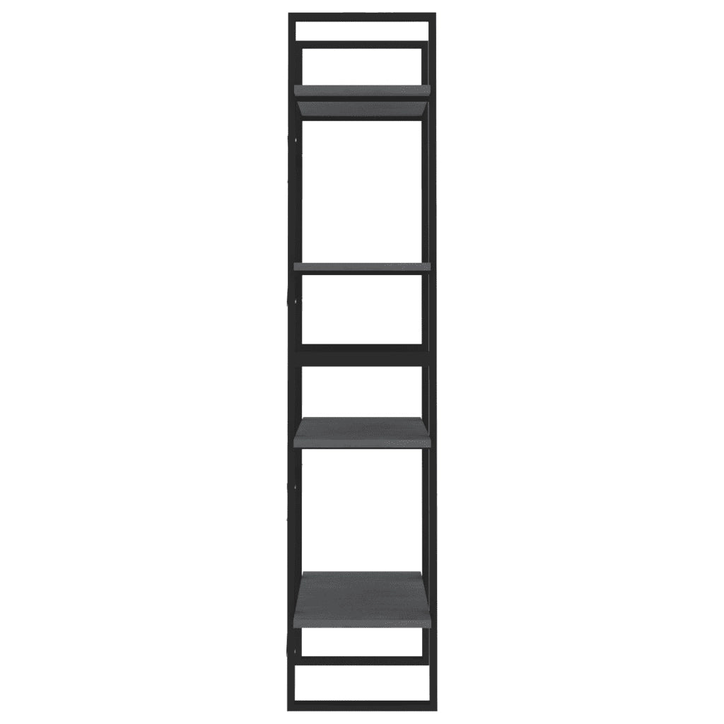 Libreria a 4 Ripiani-Scaffale per Libri-Mobile di Stoccaggio Grigia 60x30x140 cm in Massello di Pino
