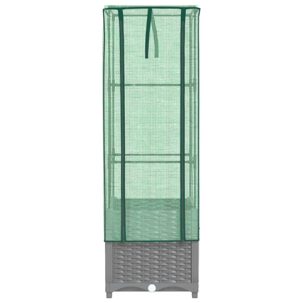 Letto Rialzato con Copertura Serra Effetto Rattan 40x40x139 cm 4015855