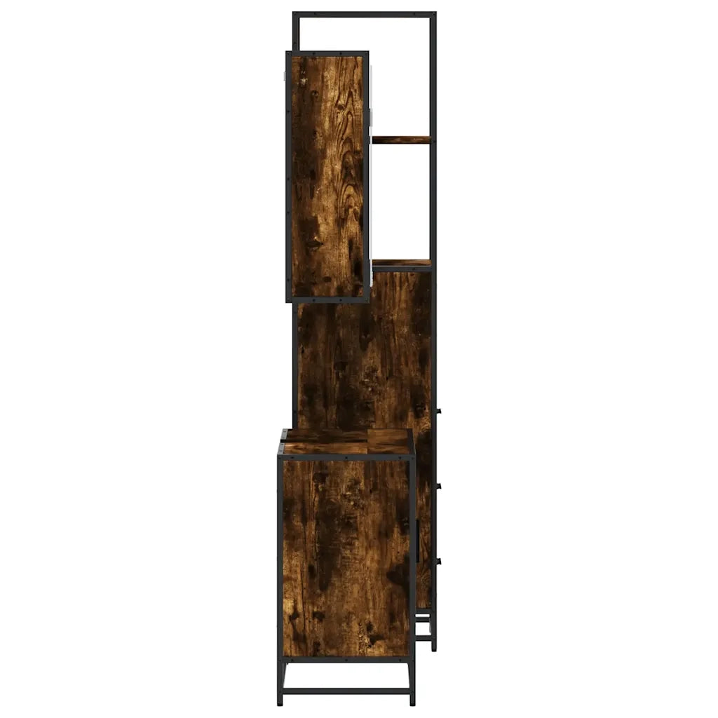 Set Mobili da Bagno 3 pz Rovere Fumo in Legno Multistrato 3301147