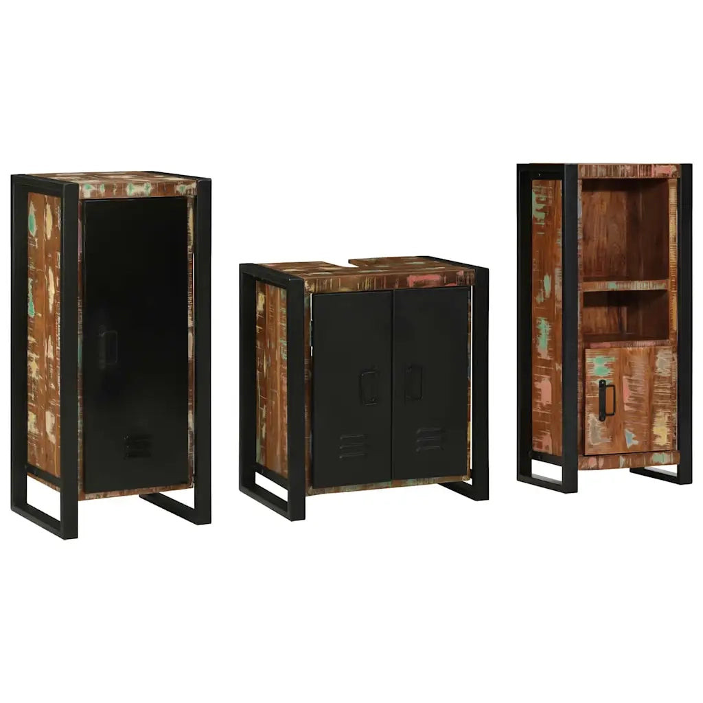 Set di mobili per il bagno 3 pcs Legno Recuperato Massello