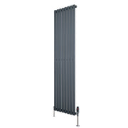 Radiatore Verticale Ovale 1800x480mm Grigio Antracite con Valvole TRV