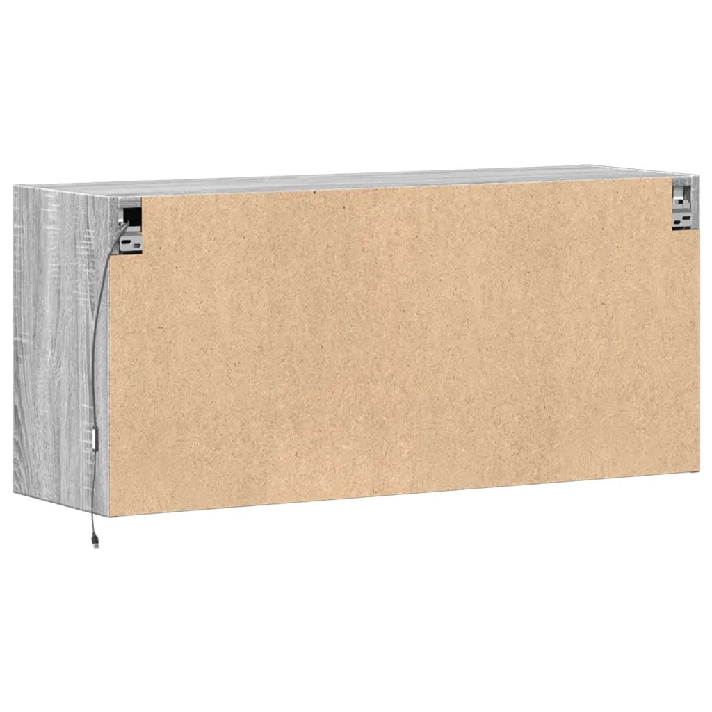 Mobile TV a Parete con Luci LED-Mobile TV a Muro Grigio Sonoma 100x31x45 cm 816159