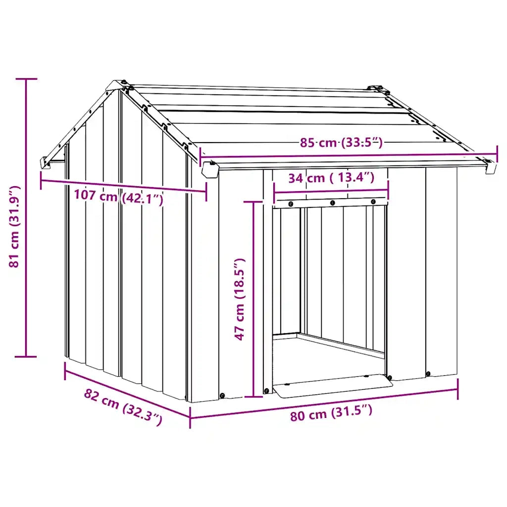 Casetta per Cani con Tetto 85x107x81 cm Acciaio Zincato CFW7293478