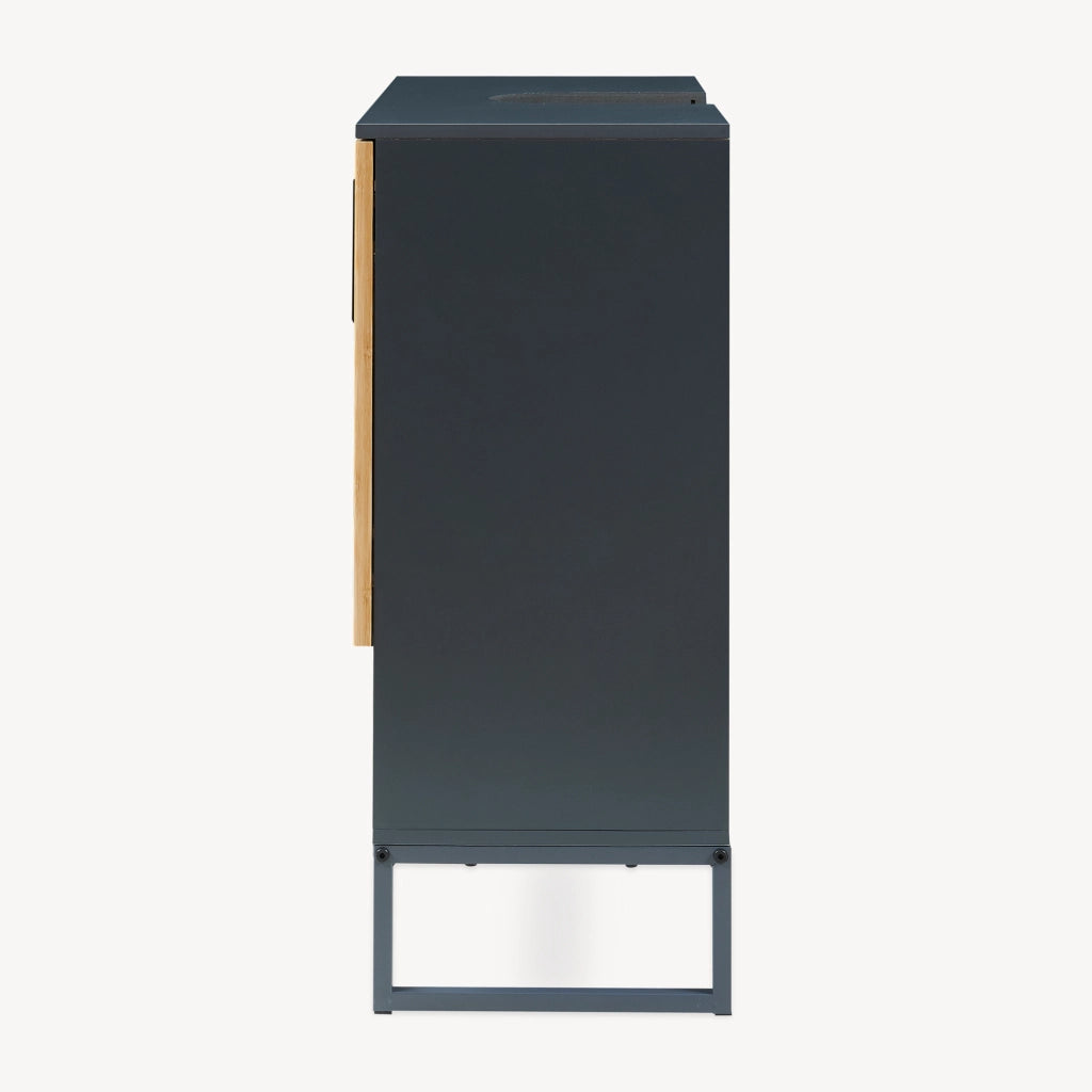 Mobile Sottolavabo Svanes a 2 Ante in Bambù 2 Scomparti Chiusi e Vano Aperto 70 x 60 x 30 cm - Grigio Scuro/Naturale [en.casa]
