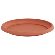 Set di 24 vassoi rotondi per fiori 14 x 2 cm per uso interno ed esterno ergonomici moderni in plastica rosso mattone 02_0059351