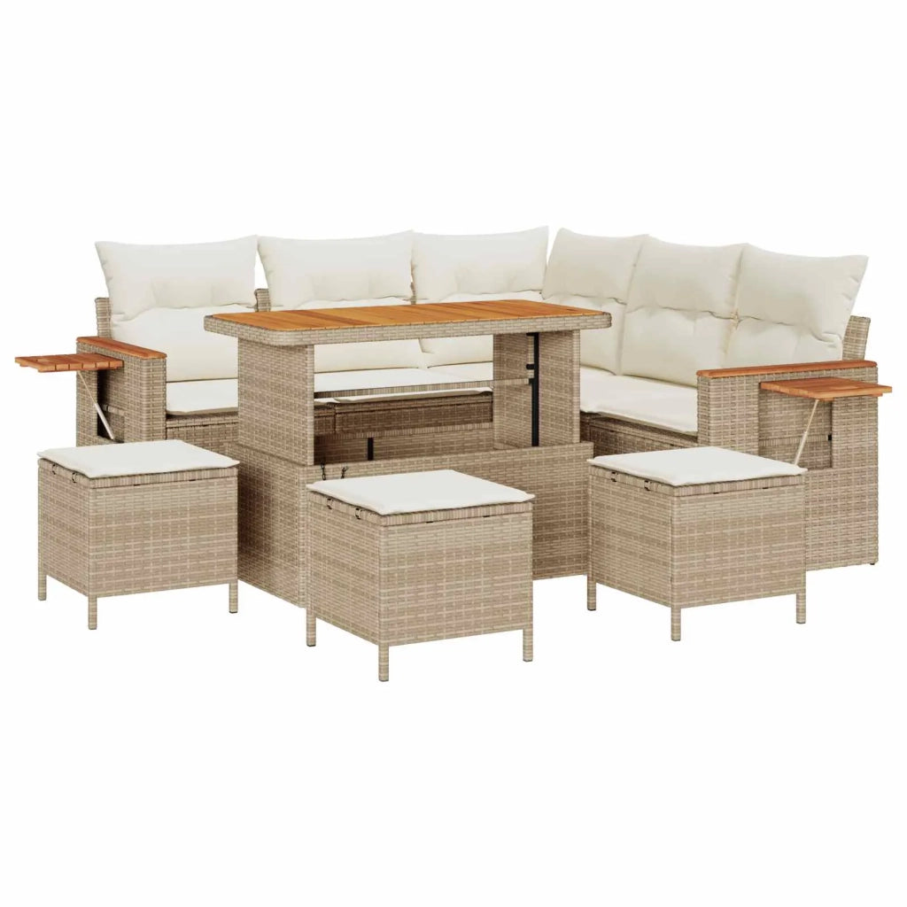 Set Divano da Giardino 9 pcs Beige polyrattan 3363051