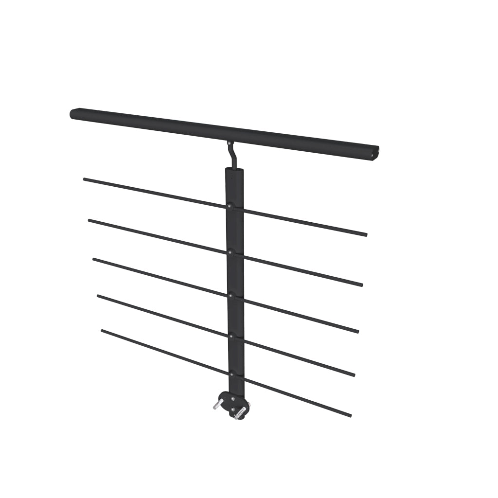 Ringhiera Balaustra in Alluminio Nero Opaco 100x100cm a Fissaggio a Parete, con supporto di collegamento a Parete