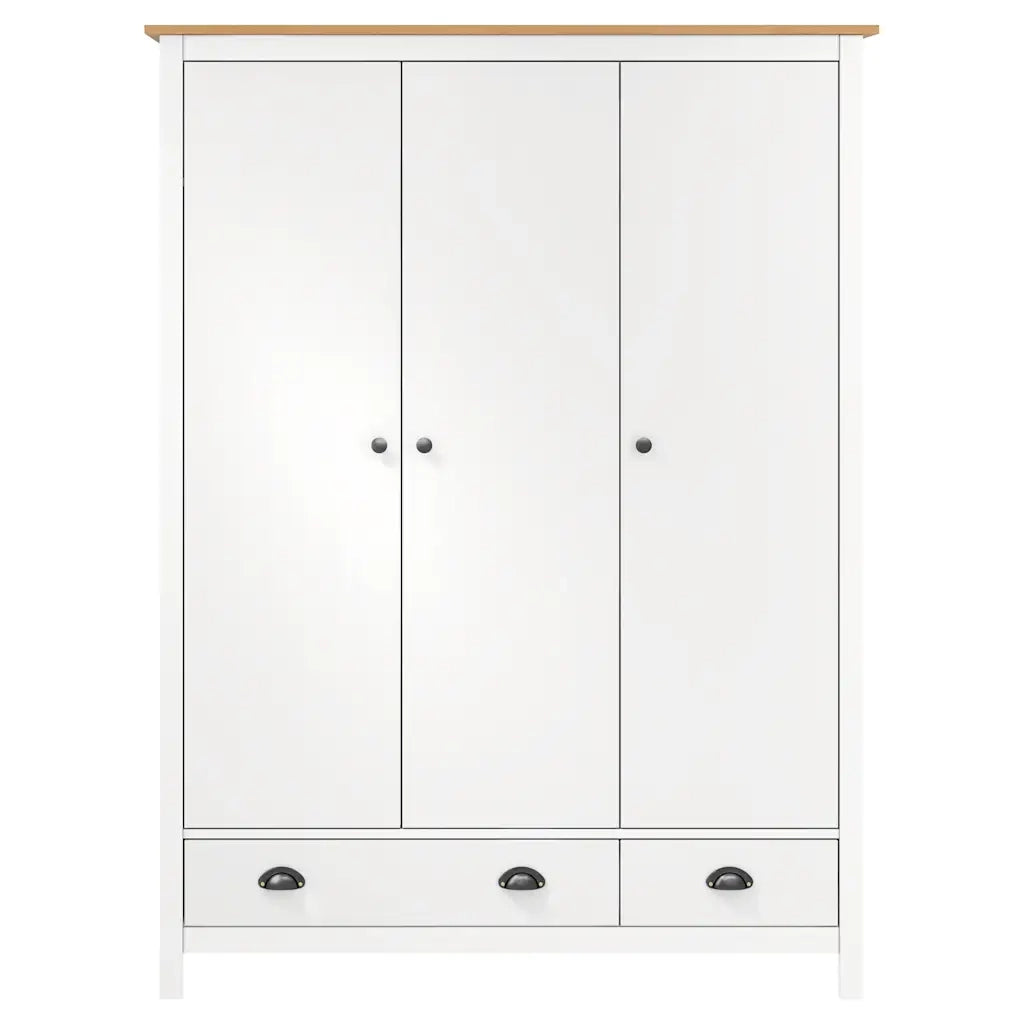 Armadio a 3 Ante Hill Bianco 127x50x170 cm in Legno di Pino 288954