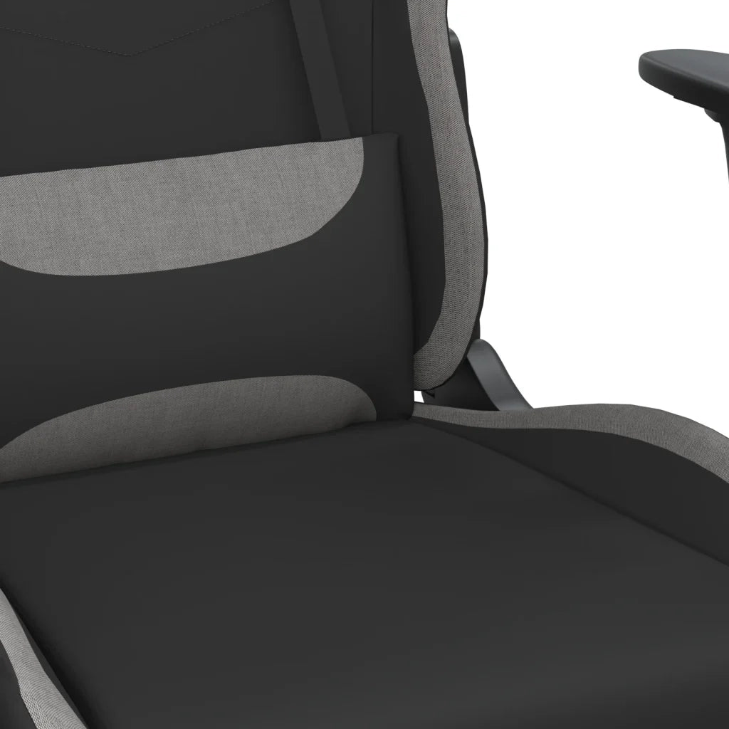 Sedia da Gaming con Poggiapiedi Nero e Grigio Chiaro in Tessuto cod mxl 67194