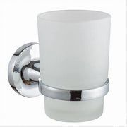 Trade Shop - Bicchiere Porta Spazzolino Da Muro In Acciaio Vetro Satinato Arredo Bagno 79804 -