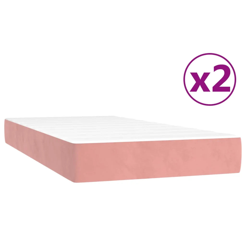 Giroletto a Molle con Materasso Rosa 200x200 cm in Velluto 3144356