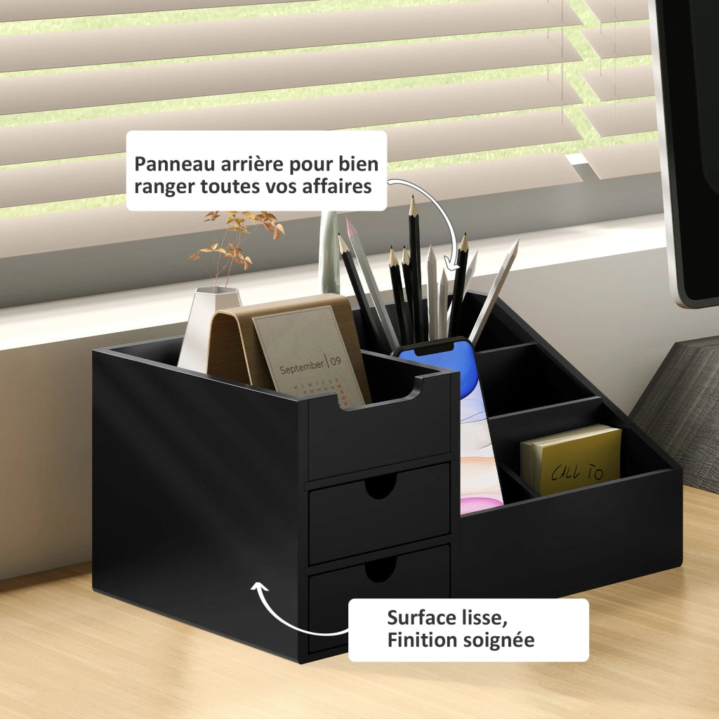 Organizer da scrivania in bamb¨´ ¨C Xylo ¨C 7 scomparti 2 cassetti nero