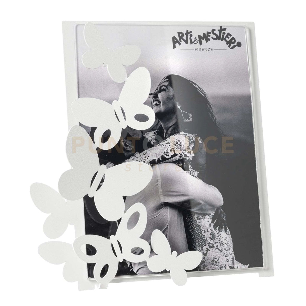 porta foto butterly grande Bianco in Ferro 24x26cmh(18x24formatofoto)