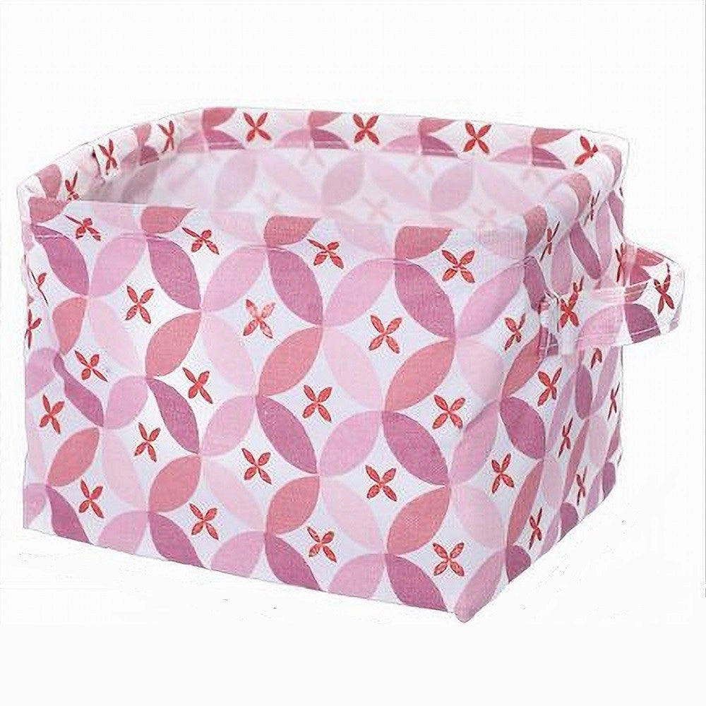 Trade Shop - Cesto Contenitore Portabiancheria Bucato Con Manici Tessuto Rosa 26x20x16cm 79203 -