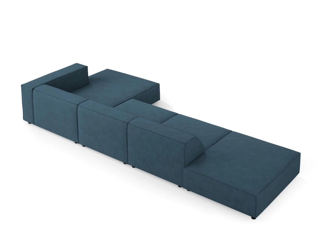 Cosmopolitan Design - Divano angolare destro "Arendal" 5 posti in ciniglia con effetto a coste blu scuro 