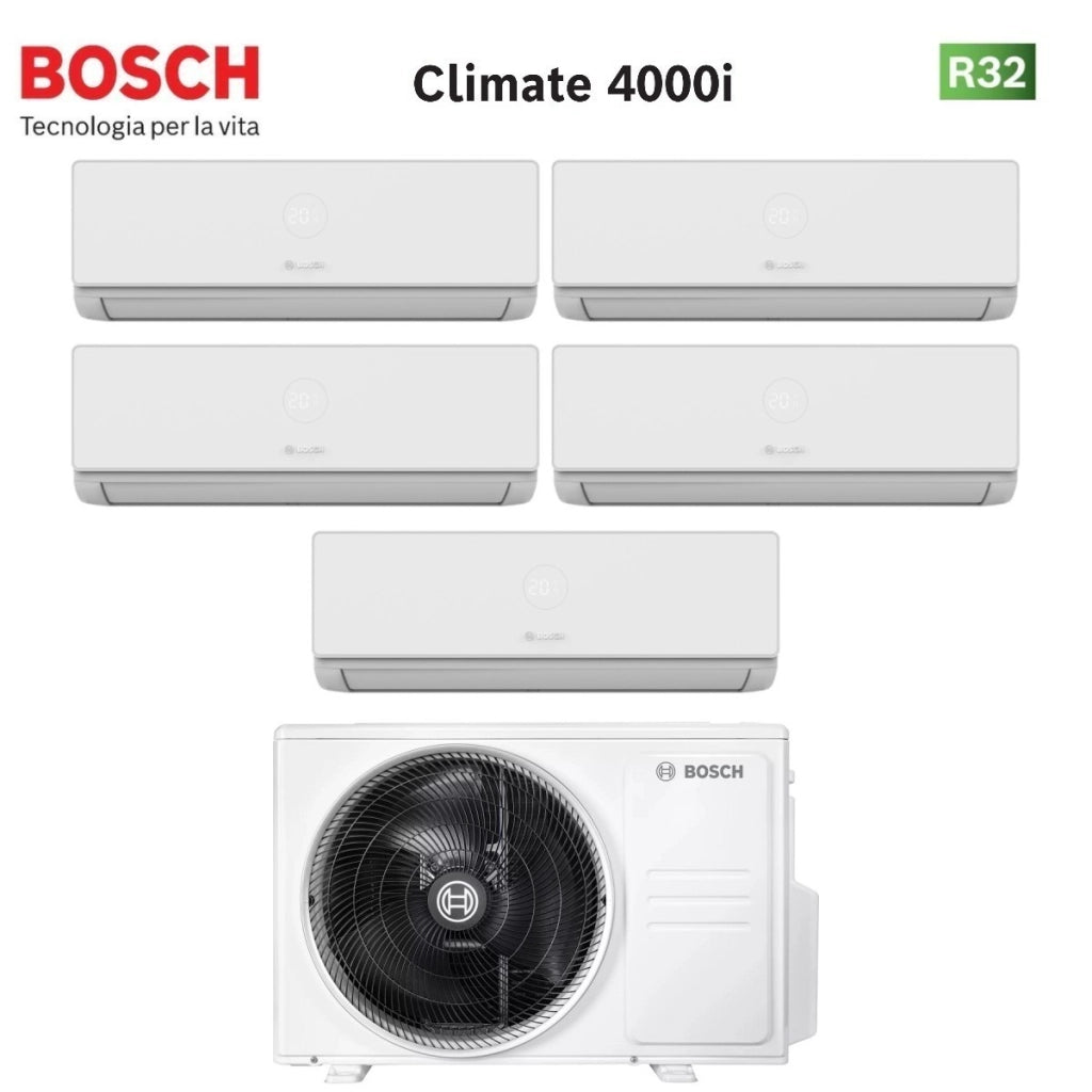 Condizionatore Penta Split Bosch CLIMATE 4000i 9+9+9+12+12 con 5000M 125/5 E R-32 Wi-Fi Optional