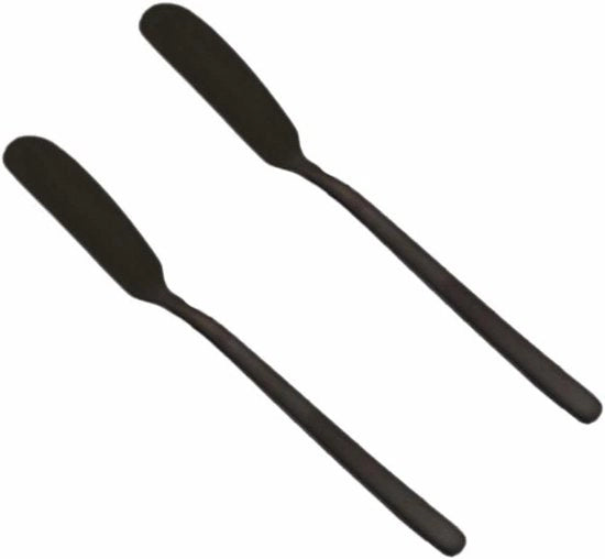 Set di 4 coltelli da tavolo in acciaio inossidabile a forma allungata - Ideali per formaggi, torte e dessert - Nero - 165 cm × 18 cm
