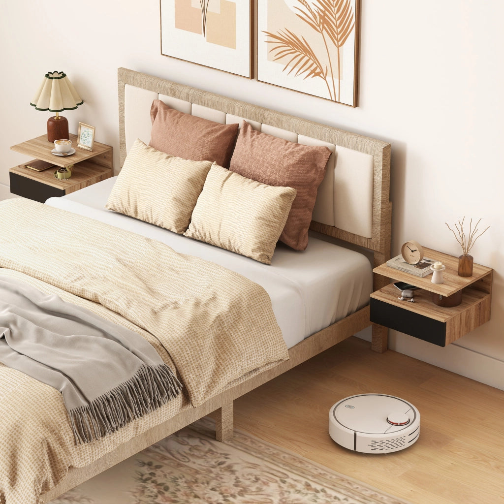 Tavolino da notte con cassetto ¨C Zephmum ¨C Robe e nero 35x32x22,5 cm